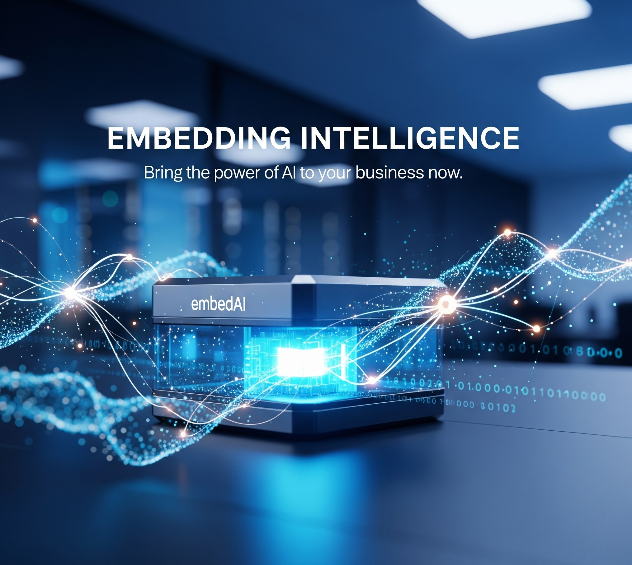 Modern AI technology workspace with multiple monitors displaying data analytics and AI algorithms